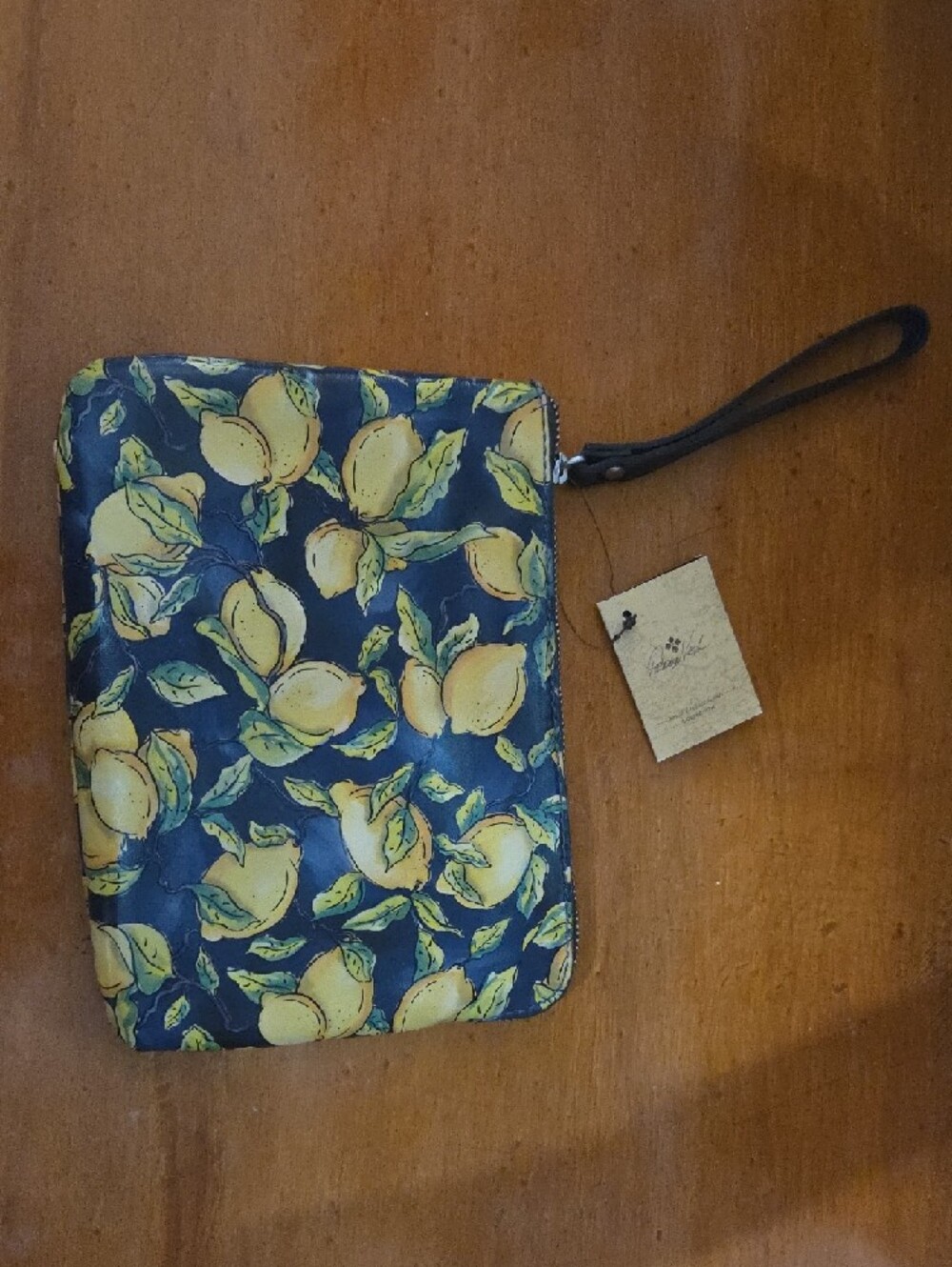 Patricia Nash Lemon Print Wristlet Clutch - Navy & Yellow - Picture 2 of 4